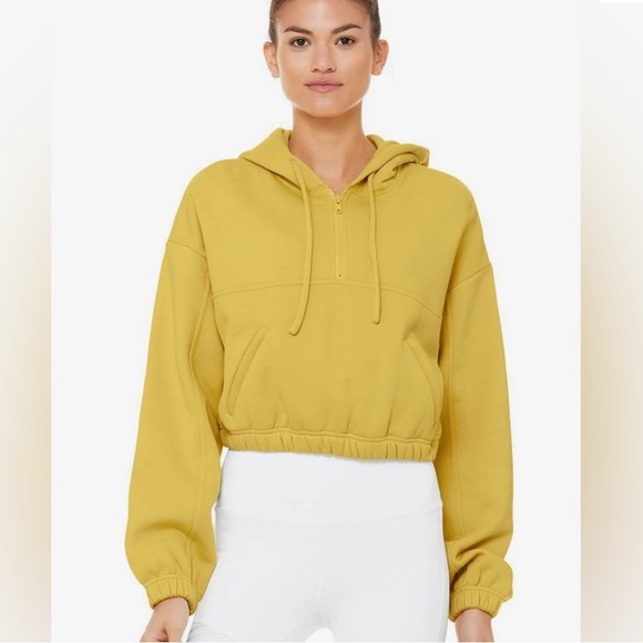 ALO Yoga Tops - ALO Yoga Mustard Yellow Women's Hoodie sweater large